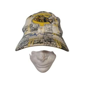 Traverse City Beach Bums Signed Plaid Baseball Cap Navy Yellow Hat MiLB Fan Gear